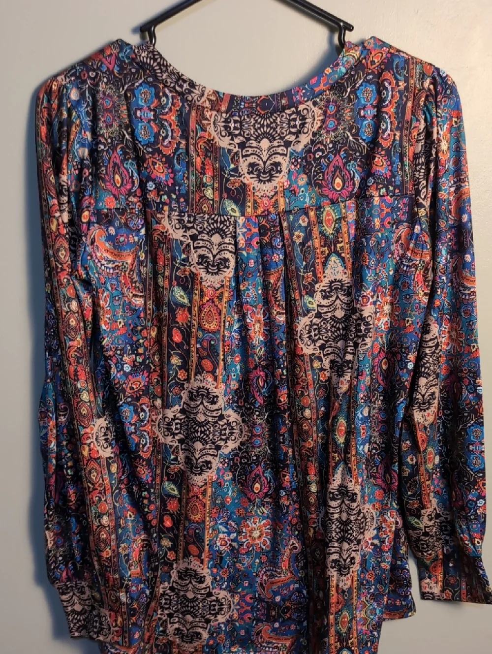 zeagoo Teal Multi Paisley V-Neck Long Sleeve Top - Picture 4 of 5
